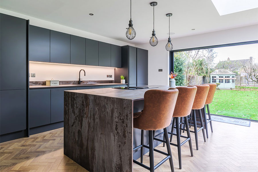 Modern Dekton Trillium kitchen island worktops