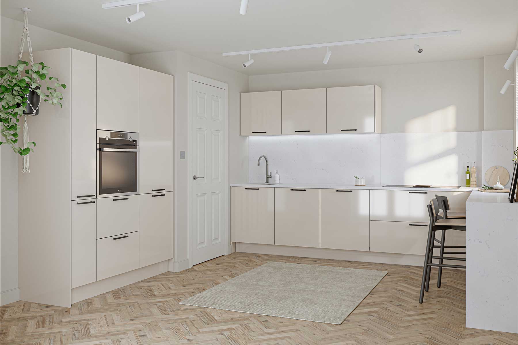 Hove white gloss U-shaped kitchen from Claremont Kitchens