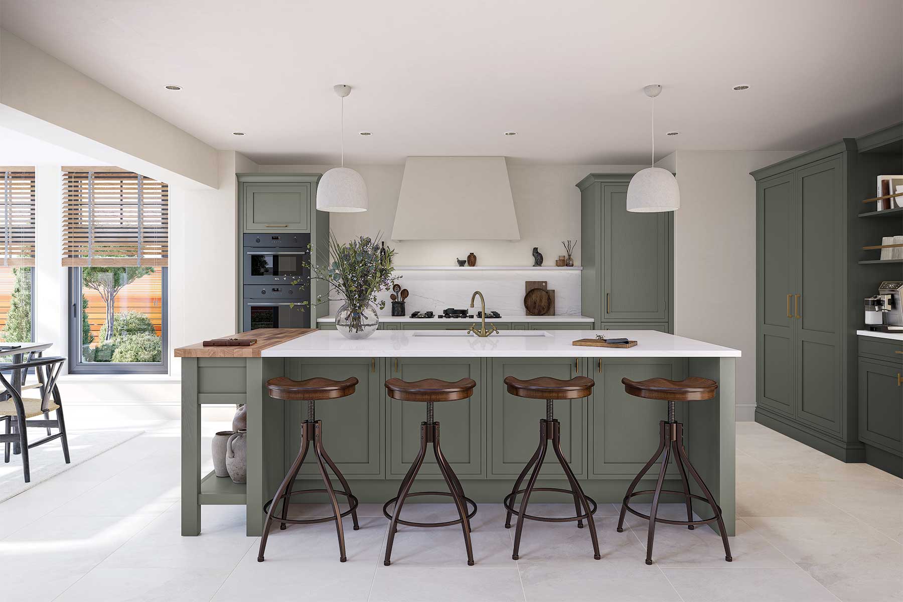 A large island is one of the best kitchen layouts for large spaces