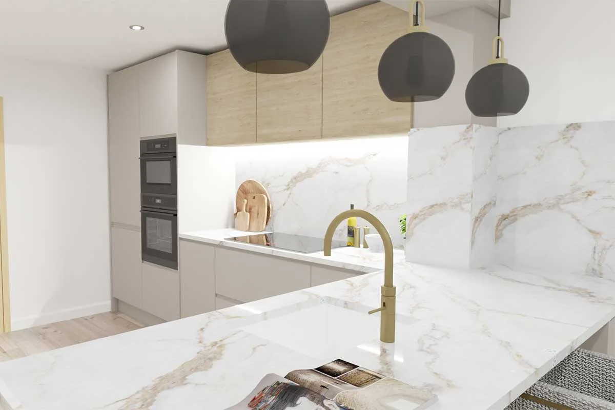 A kitchen and lighting design buy Liz Dunk of Claremont Kitchens in Midhurst