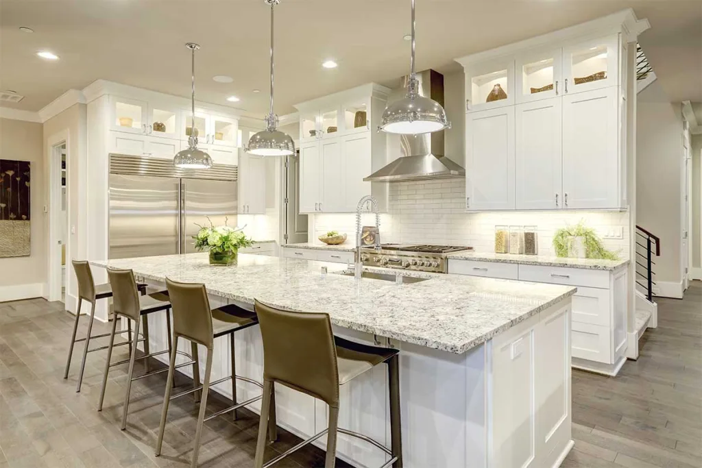 Modern kitchen lighting including ambient and task lighting